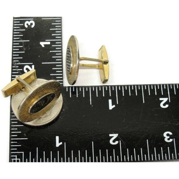 Vintage Gold 1/20 12KGF Monogrammed "SRK" Cufflinks - Picture 9 of 13